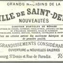 Victorian Trade Card for Ville de Saint Denis, Paris with Town Landscape