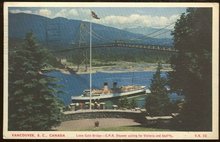 C.P.R. Steamer Lions Gate Bridge Vancouver, Canada 1953 Postcard