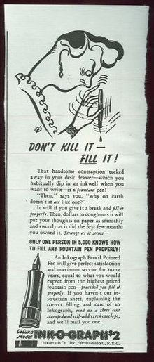 1943 World War II Ink-O-Graph Magazine Advertisement