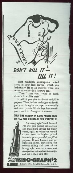 1943 World War II Ink-O-Graph Magazine Advertisement
