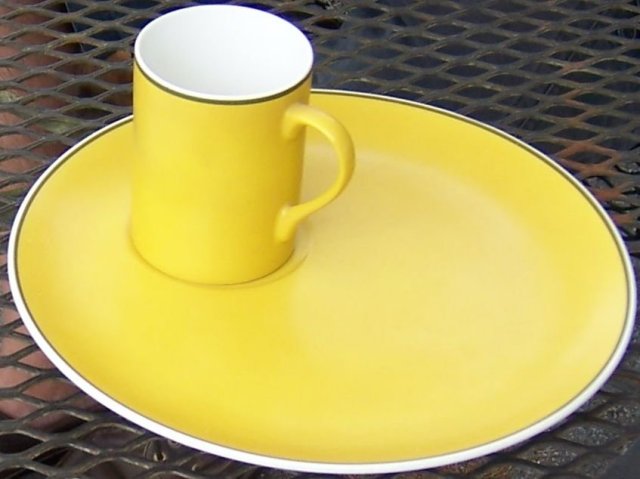 Schmid Porcelain Tacht Mustard Color Snack Set