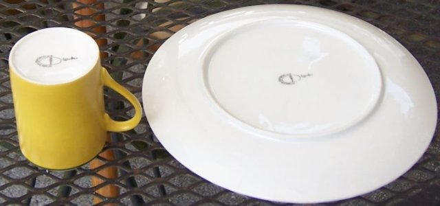 Schmid Porcelain Tacht Mustard Color Snack Set