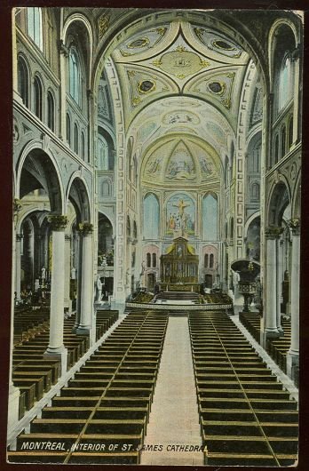 Interior St. James Cathedral, Montreal 1909 Postcard