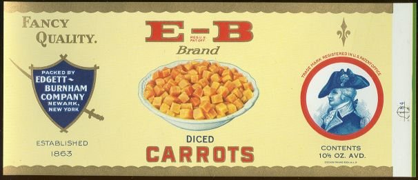 E-B Brand Diced Carrots Can Label