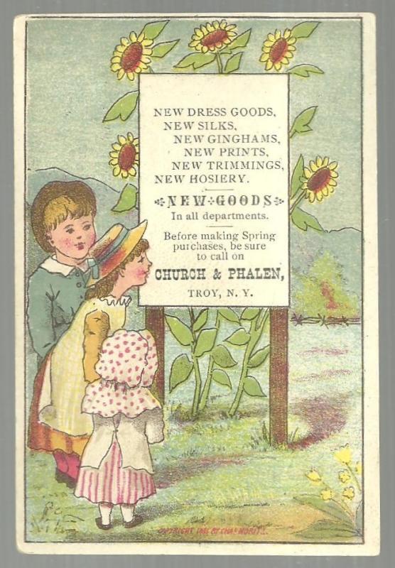 Victorian Trade Card for Church and Phalen Spring Clothing With Children