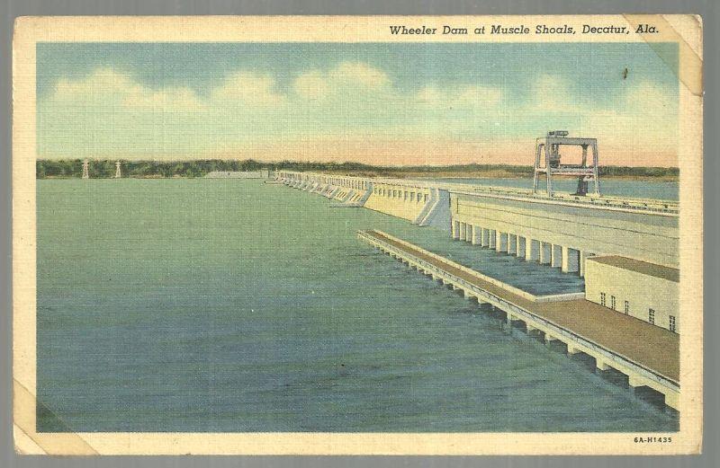 Vintage Unused Postcard of Wheeler Dam at Muscle Shoals, Decatur, Alabama