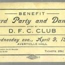 Ticket Benefit Card Party and Dance Given by D. F. C. Club 1913 Peoria Illinois