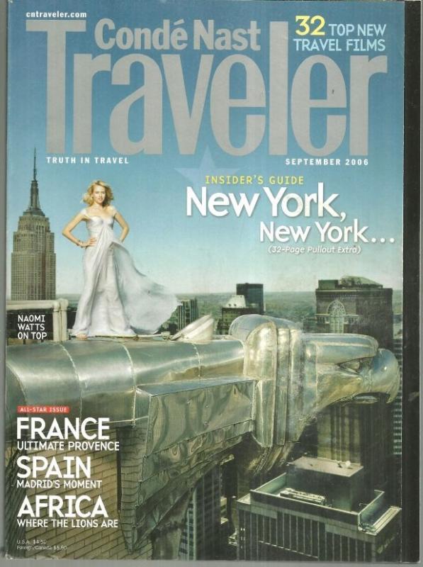 Conde Nast Traveler Magazine September 2006 All Star Issue Naomi Watts On Cover