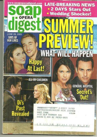 Soap Opera Digest Magazine June 28, 2005 Summer Preview on the Cover