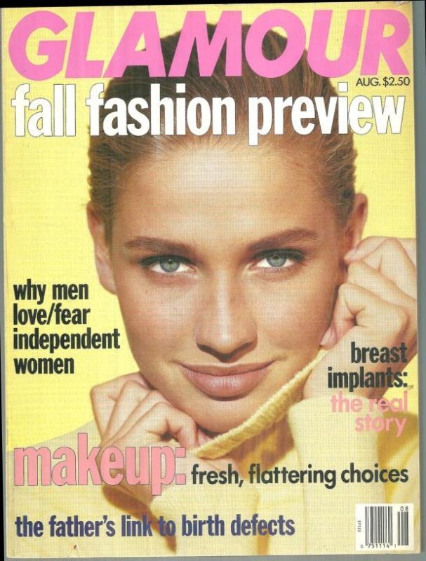 Glamour Magazine August 1991 Fall Fashion Preview/Annette Bening/Beer