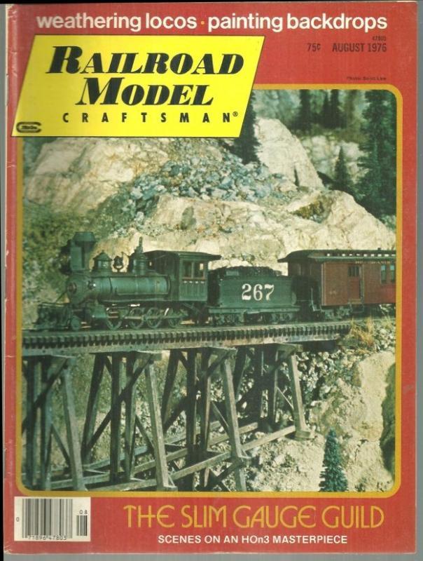 Railroad Model Craftsman Magazine August 1976 Pasedena's Slim Gauge Guild Cover
