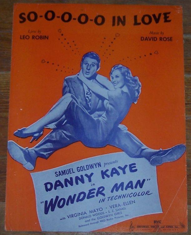 Soooo in Love Danny Kaye in Wonder Man with Virginia Mayo 1945 Sheet Music