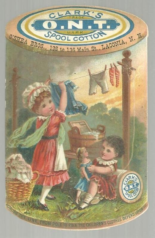 Victorian Die Cut Trade Card for Clark's Spool Cotton With Children Playing