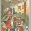Victorian Die Cut Trade Card for Clark's Spool Cotton With Children Playing