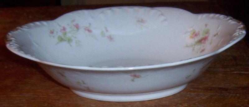Vintage Haviland China Limoges Oval Vegetable Bowl with Pink Flowers and Gold Trim
