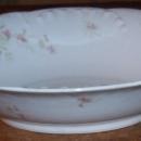 Vintage Haviland China Limoges Oval Vegetable Bowl with Pink Flowers and Gold Trim