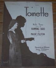 Toinette Waltz Theme From the Humming Bird by Maude Fulton 1920 Sheet Music
