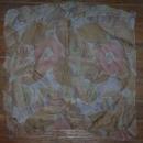 Vintage Handkerchief with Printed Brown Flowers and Leaves
