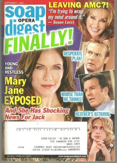 Soap Opera Digest Magazine September 1, 2009 Young and Restless Mary Jane Cover