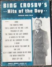 Bing Crosby's Hits of the Day Popular Song Folio 1947 Song Book