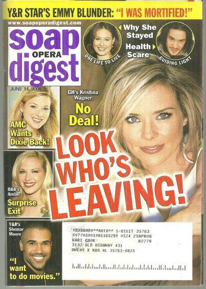 Soap Opera Digest Magazine June 14, 2005 General Hospital Kristina Wagner Cover