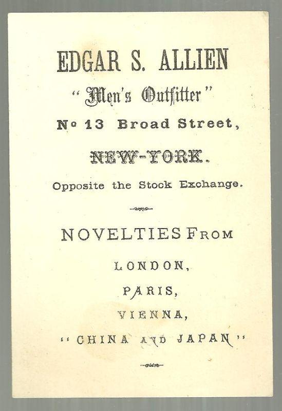 Victorian Trade Card for Edgar S. Allien Men's Outfitter African American Boy