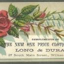 Victorian Trade Card for Long and Durant Clothing House Wilkes-Barre PA