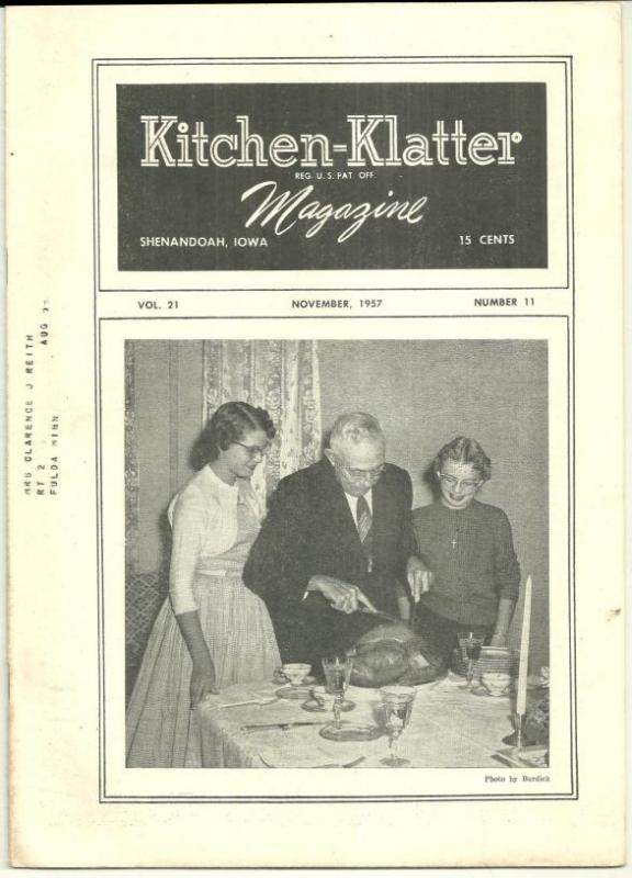 Kitchen Klatter Magazine November 1957 How Are We Thankful/Apple Party/Autumn