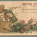 Victorian Reward of Merit with Basket of Kittens and Flowers