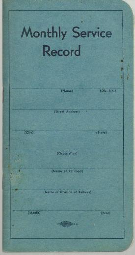 Vintage Unused Monthly Service Record Train Book