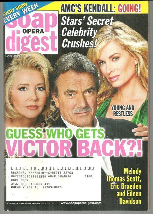 Soap Opera Digest November 11, 2008 Young and Restless Victor on Cover