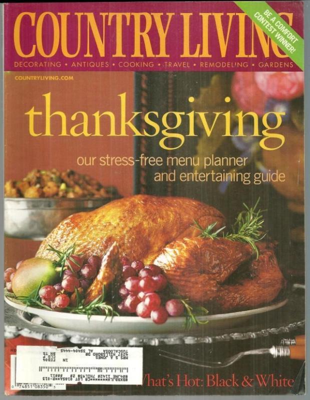 Country Living Magazine November 2003 Country Living Cooks/Thanksgiving