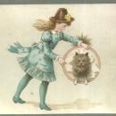 Victorian Trade Card for German Coffee with Girl and Dog Jumping Through Hoop