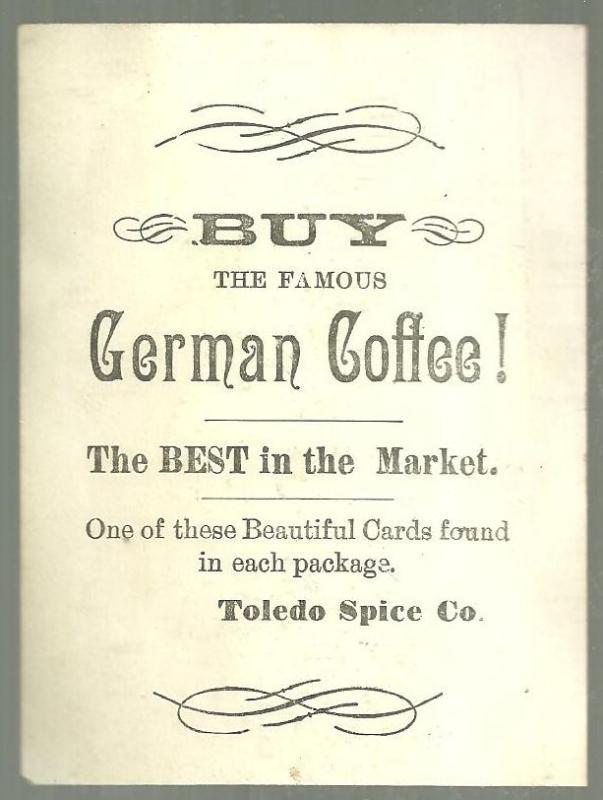 Victorian Trade Card for German Coffee with Girl and Dog Jumping Through Hoop