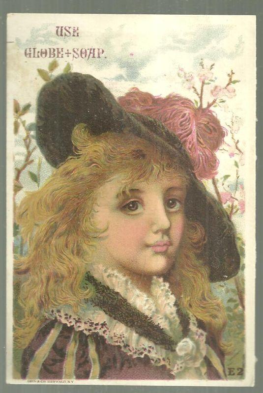 Victorian Trade Card for Globe Soap with Lovely Lady