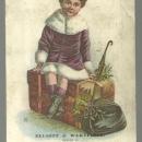 Victorian Trade Card for McLane's Pills with Little Girl Traveling for Christmas