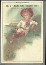 Victorian Trade Card for C. F. Adam's Home Furnishing House with Sailor Boy