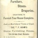 Victorian Trade Card for C. F. Adam's Home Furnishing House with Sailor Boy