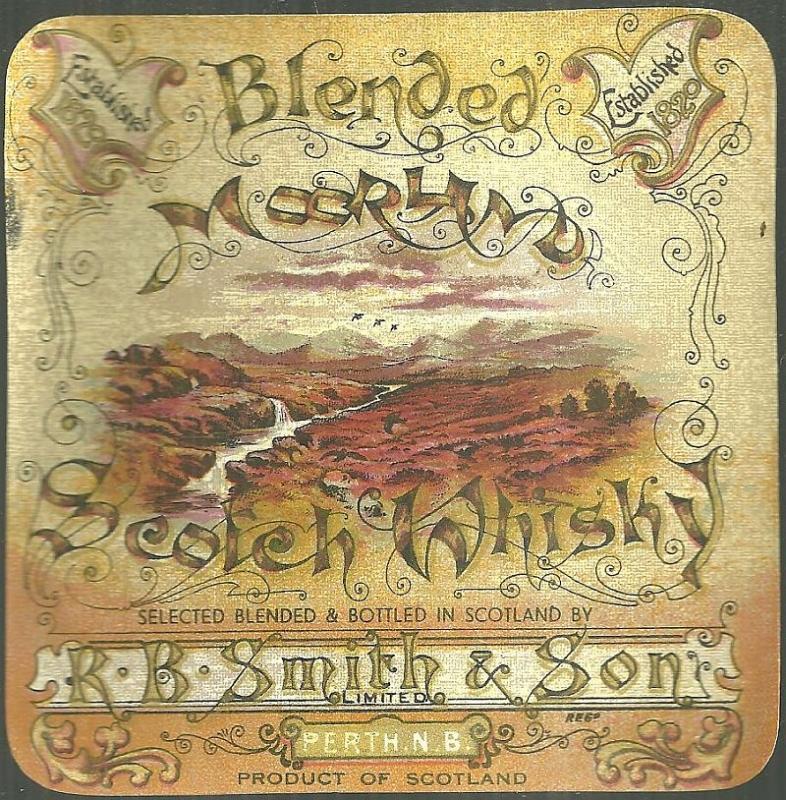 Vintage Moorland Scotch Whiskey Label Perth Scotland