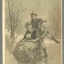 Victorian Trade Card for Dalley's Pain Extractor With Man Pushing Woman on Ice