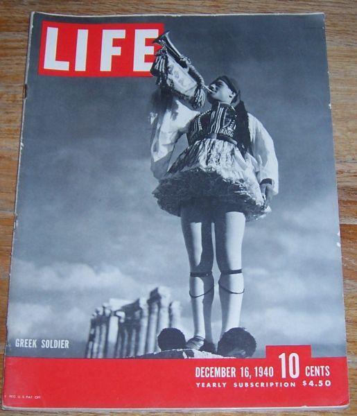 Life Magazine December 16, 1940 Greek Soldier cover/Christmas Cards/Elsa Maxwell