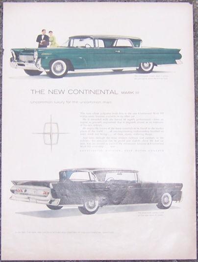 1957 New Continental Mark III Magazine Color Advertisement