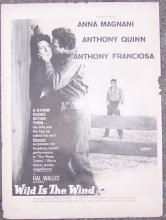 1957 Wild is the Wind Magazine Advertisement Starring Anna Magnani Anthony Quinn