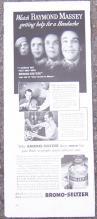 1940 Raymond Massey in Abe Lincoln Bromo-Seltzer Life Magazine Advertisment