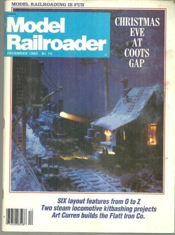 Model Railroader Magazine December 1982 Christmas Eve At Coot's Gap on Cover
