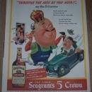 1943 Seagrams 5 Crown Whiskey Life Magazine Color Advertisement Throttle Axis