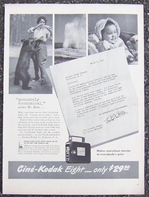 1940 Cine Kodak Eight Life Magazine Advertisement Mr. Betts Makes Movies