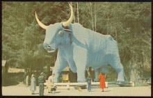 Postcard of Paul Bunyan's Blue Ox Trees of Mystery, Redwood Highway, California
