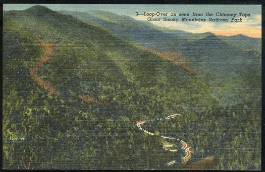 Postcard of Loop as Seen From the Chimney Tops Smoky Mountains National Park