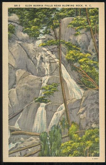 Unused Vintage Postcard of Glen Burnia Falls Near Blowing Rock, North Carolina